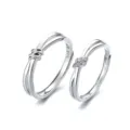 Silver couple rings open adjustable minimalist matching rings for anniversary gift - Thousands of Knots Couple Rings