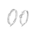 Couple matching open rings silver color adjustable elegant minimalist style jewelry gift - Bowknot Couple Rings