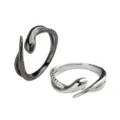 Couple snake rings open adjustable silver black matching rings fashion gift for lovers - Rope Snake Couple Rings
