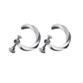 Pendientes de presión con tornillo Mobius para hombres, joyería minimalista sin perforación. - Plateado