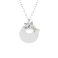 Collar con colgante de hebilla de paz de calcedonia blanca flor de loto estilo chino mujer - X1012 Junio Loto