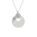 Elegante collar de estilo chino con colgante de anillo de jade blanco y delicadas flores de plata. - X1014 Malvarrosa de agosto