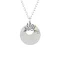 Collar de flor de loto de calcedonia blanca estilo chino colgante hebilla de paz. - X1015 Septiembre Crisantemo