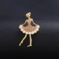 Gold Ballerina Brooch Rhinestone Pearl Dress Pin Elegant Fashion Jewelry Accessory - Style (XD824155-1) / KC Gold, Peach And Beige Artificial Pearl