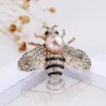 Broche abeille strass dorés perle insecte épingle élégant costume animal accessoires vêtements - Abeille en Perle
