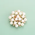 Détail de broche fleur perles et strass, accessoire élégant ton or pour vêtement. - Style N
