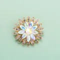 Exquise broche fleur en cristal avec strass multicolores scintillants et finition dorée. - Style O