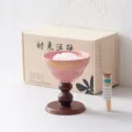 Vela aromática creativa de cerámica rosa con base de madera para regalo decorativo - Aroma Loto - Rosa (Caja de Regalo)