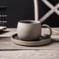 Juego De Taza Y Plato De Cafe Ceramica Retro Gris Taza Vajilla Decoracion Casa - 201-300ml / Taza y Plato de Café Arena Gris