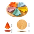Juego de platos de frutos secos de árbol de navidad de cerámica colorida con bandeja. - Plato de Navidad Arcoíris - Set de 5 Piezas