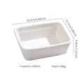 Cuenco de cerámica blanca rectangular para hornear con dimensiones y capacidad claras. - Blanco