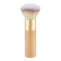 Large soft makeup brush with wooden handle and gold ferrule for loose powder and foundation. - Single Bamboo Handle Powder Brush