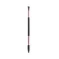 Professional double-ended eyebrow brush with angled brow brush and spoolie for makeup. - Plastic Handle - Black Rose Gold