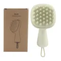 Cepillo de champu de siliciona con mango y cordon masajeador de cuero cabelludo verde - Beige