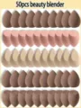 Set de 50 esponjas de maquillaje en gota sin látex mezclador cosmético para base perfecta - 50 Piezas / Combo Café