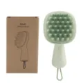Cepillo de champú de silicona verde con mango y lazo para masaje del cuero cabelludo y lavado. - Verde