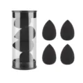 4 mini black makeup sponges with clear cylinder container, soft non-latex cosmetic blenders. - Black