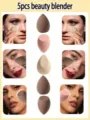 Set de 5 esponjas de maquillaje sin latex beauty blender para una aplicacion suave y perfecta. - 5 Piezas / Combo Café