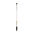 Double-ended eyebrow brush with angle brow brush and spoolie for precise makeup application. - Plastic Handle - White Gold