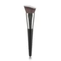Angled foundation makeup brush with dense synthetic bristles and sleek matte black handle sku - Angled Head Foundation Brush / Black Silver