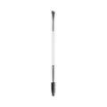 Dual-ended eyebrow brush with angled brush and spoolie, white handle, makeup tool variant. - Plastic Handle - White Silver