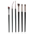 6-piece professional eye makeup brush set featuring flat and angled eyebrow brushes. - Black & Gold