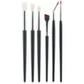 6-piece eye makeup brush set with black handles and soft synthetic bristles for precise application. - Black Silver