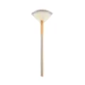 Professional fan makeup brush with soft synthetic bristles and elegant champagne handle for highlight. - Small Champagne Fan Brush