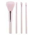 4-piece pink makeup brush set with soft synthetic bristles for powder blush and eyeshadow. - 4 Pink Makeup Brushes