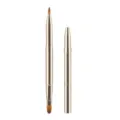Retractable dual-ended lip brush for precise lipstick and makeup blending, gold metallic finish. - Double-ended Lip Brush Gold