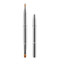 Dual-ended lip brush, silver metal retractable design, professional cosmetic makeup tool for blending. - Double-ended Lip Brush Silver