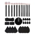 32-delige zwarte make-up kwasten set met beauty sponges en haarbanden voor dagelijks gebruik. - 32 stuks Borstel Poederdons Combo Zwart Handvat Witte Haren