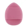 Pink velvet makeup sponge puff, soft teardrop thumb cosmetic blender with finger strap. - Strawberry Red