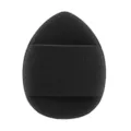 Black latex-free thumb makeup sponge, teardrop shape with finger strap for flawless blending. - Black