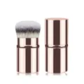 Tragbarer einziehbarer Make-up-Pinsel mit roségoldenem Metallgehäuse für Puder - Kurzer Stiel Ausziehbar - Gold