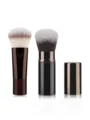 Portable retractable makeup brush set with cap, professional kabuki powder blush brush tool. - Small Spliced Color Round Head Black Powder Brush
