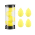 4 mini makeup sponges in clear canister, soft non-latex cosmetic eggs for daily use. - 4 Pieces Jar Yellow