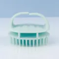 Blue silicone scalp massage brush with handle for comfortable hair washing and anti-itch care. - Hollow Out Green
