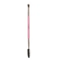 Double-ended makeup brush with angled eyebrow brush and spoolie for precise eye makeup application - Pink Gold (RANCAI)