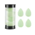 Set of 4 mini makeup sponges with clear cylindrical container for flawless makeup application. - 4 Pieces Jar Green