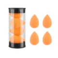 Mini makeup sponge set, 4pcs teardrop non-latex cosmetic puff with clear storage container. - 4 Pieces Jar Orange