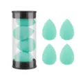 Mini makeup sponge set with a clear storage tube, latex-free soft blending puffs. - 4 Pieces Jar Peacock Blue