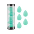 Mini makeup sponge blender set, 5 pieces teardrop cosmetic puff with clear storage tube. - 5 Pieces Jar Peacock Blue