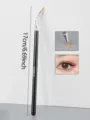 Detail shot of angled eyeliner brush tip and eye makeup application effect clearly. - Black Silver Angled Eyeliner Brush with Logo