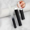 Gradient glass nail file with portable black storage case for professional manicure care. - Black