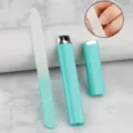 Portable crystal glass nail file with gradient turquoise ABS storage tube for easy manicure. - Green
