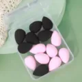 Portable mini makeup sponge set with clear storage box, gourd shape cosmetic blenders for flawless application - 14 Pieces Black Pink