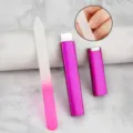 Portable crystal glass nail file set with a vibrant pink gradient and matching protective case. - Rose Red