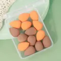 14 pcs mini makeup sponge blender set teardrop cosmetic puff with clear storage box - 14 Pieces Orange Brown