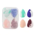 Lot de 4 Eponges de Maquillage Marbre en Boite Transparente Doux Blenders Cosmetiques Pro - Boîte 4 Compartiments Série Marbre